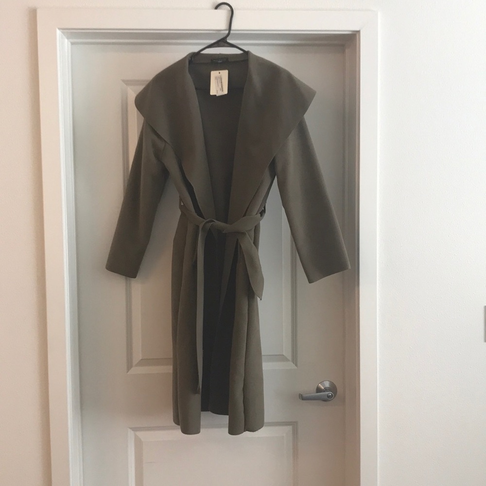 Olive Green Wrap Trench Coat with Belt